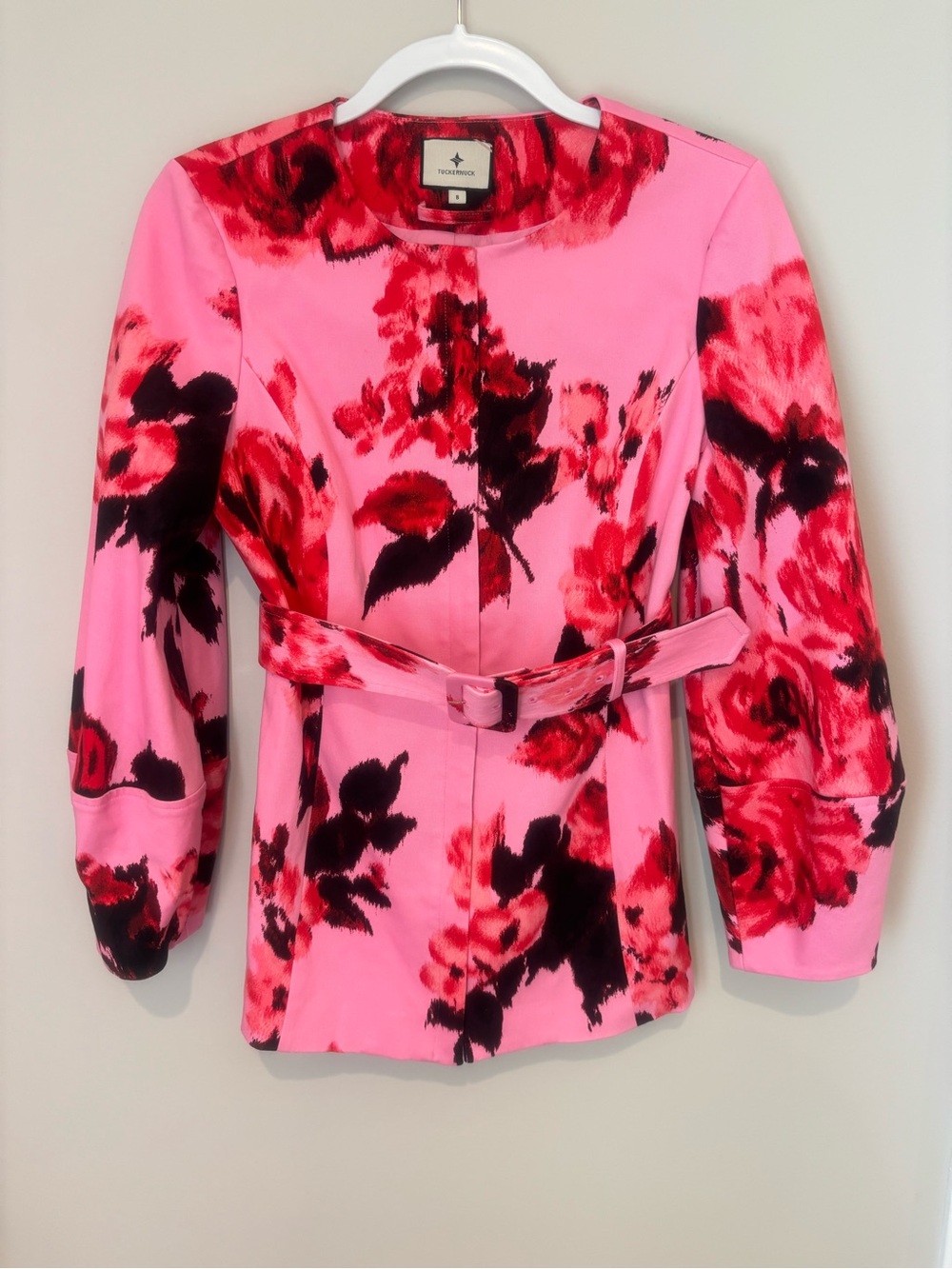Tuckernuck Pink Rose Floral Belted Blazer Jacket — Size 8